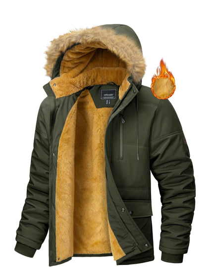 Men's Winter Jacket - Windproof, Fleece-Lined with Pockets