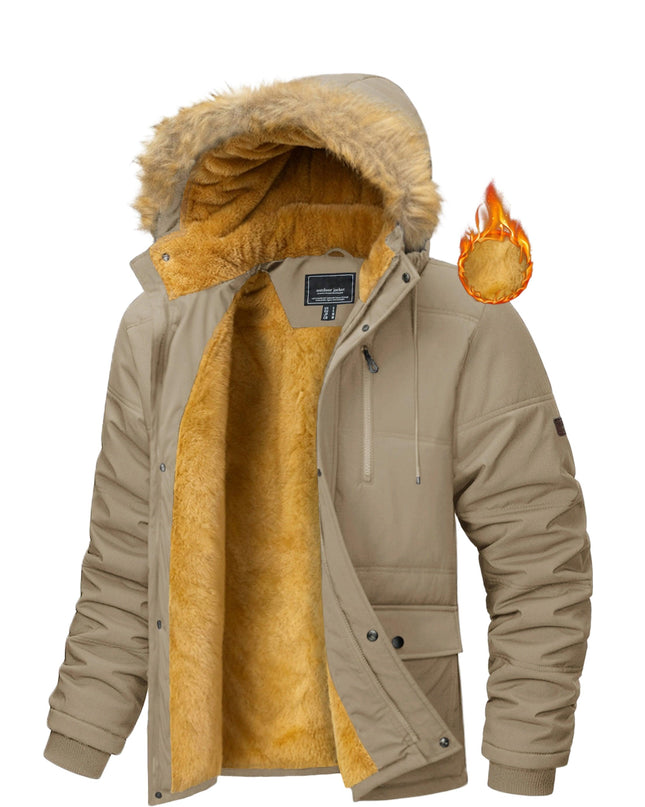 Men's Winter Jacket - Windproof, Fleece-Lined with Pockets