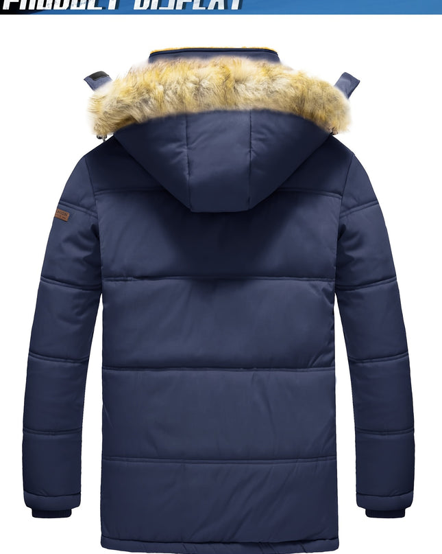 Men's Winter Jacket - Windproof, Fleece-Lined with Pockets