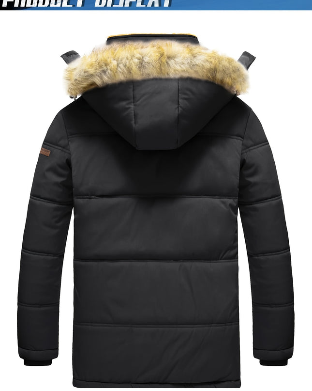 Men's Winter Jacket - Windproof, Fleece-Lined with Pockets