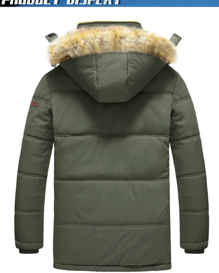 Men's Winter Jacket - Windproof, Fleece-Lined with Pockets