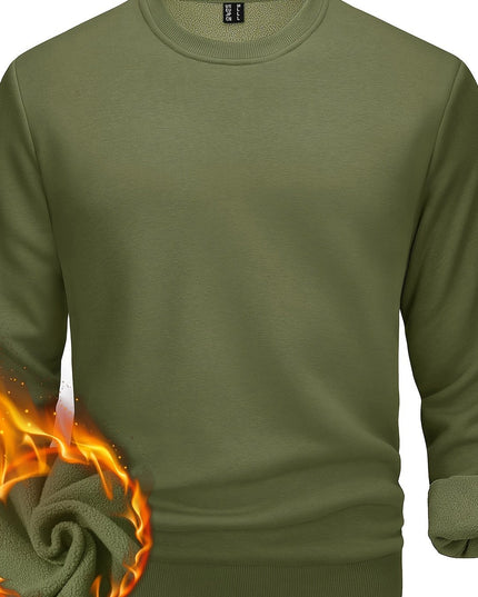 Men's Winter Pullover - Warm Cotton-Polyester Fleece Sweatshirt