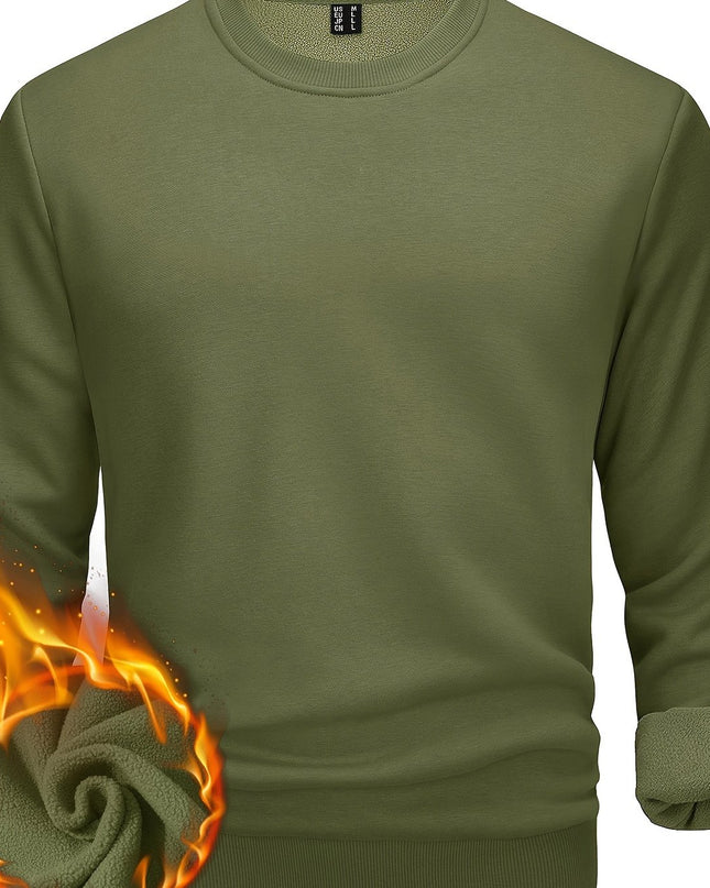 Men's Winter Pullover - Warm Cotton-Polyester Fleece Sweatshirt