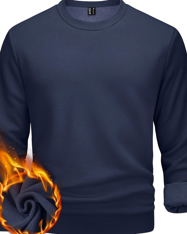Men's Winter Pullover - Warm Cotton-Polyester Fleece Sweatshirt