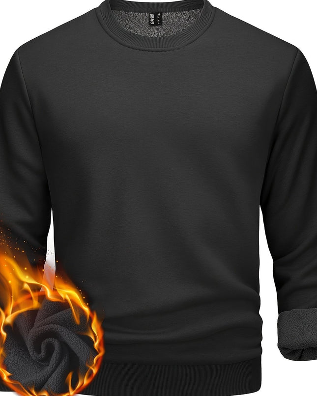 Men's Winter Pullover - Warm Cotton-Polyester Fleece Sweatshirt