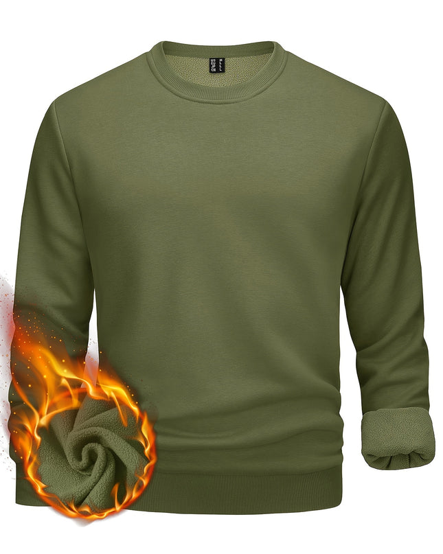 Men's Winter Pullover - Warm Cotton-Polyester Fleece Sweatshirt