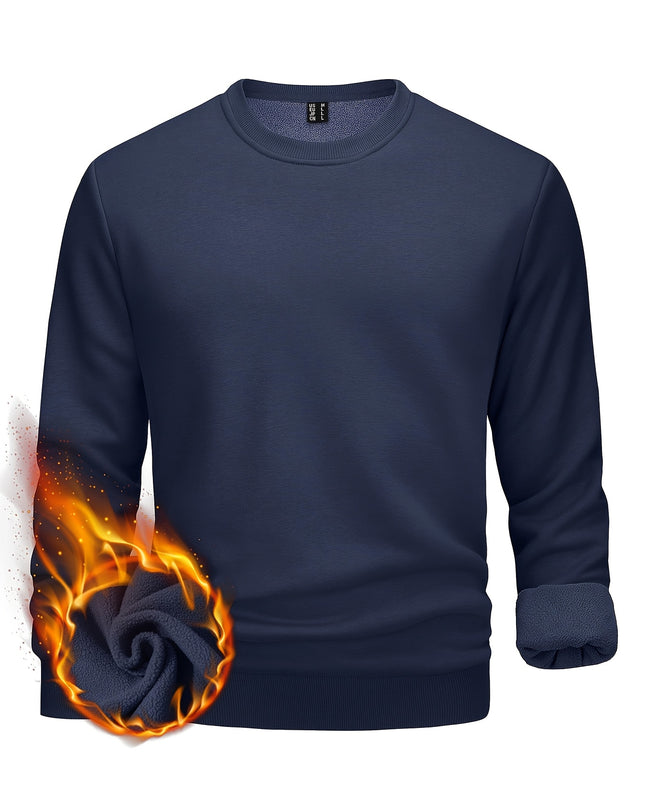 Men's Winter Pullover - Warm Cotton-Polyester Fleece Sweatshirt