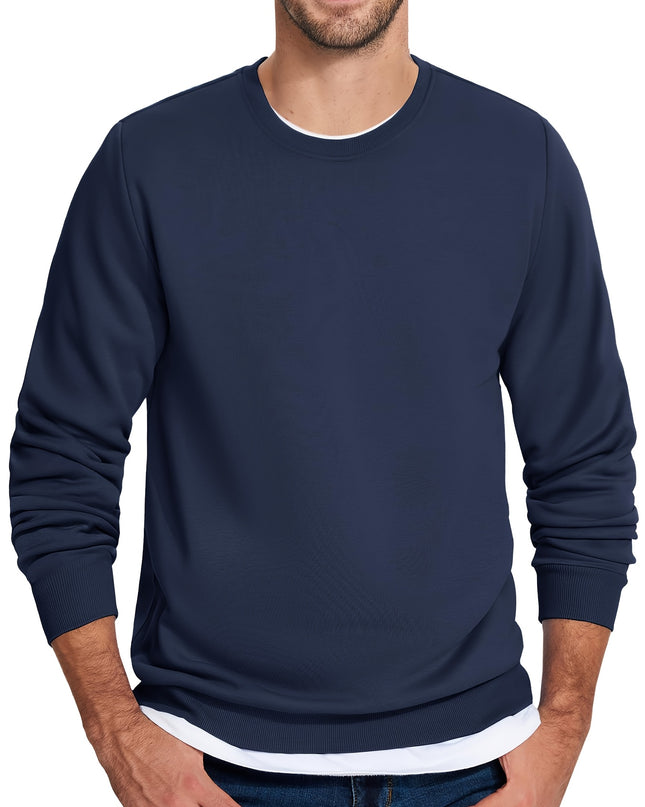 Men's Winter Pullover - Warm Cotton-Polyester Fleece Sweatshirt