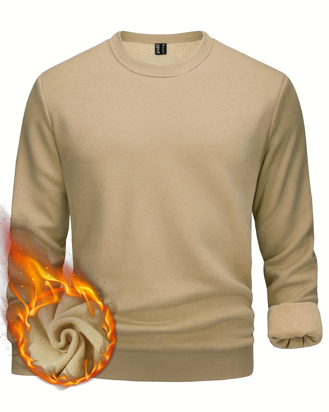 Men's Winter Pullover - Warm Cotton-Polyester Fleece Sweatshirt