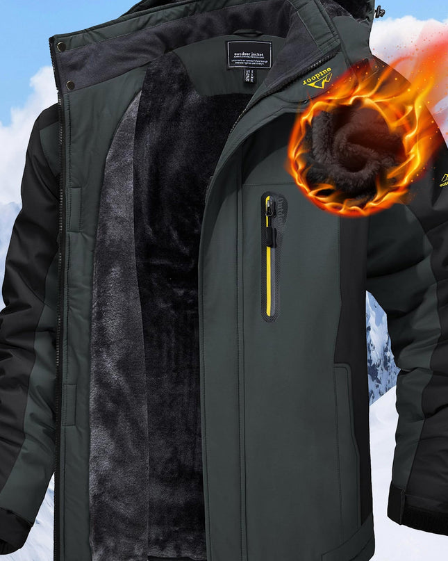 Men's Winter Ski Jacket - Warm Hooded Fleece Lining, Zipper