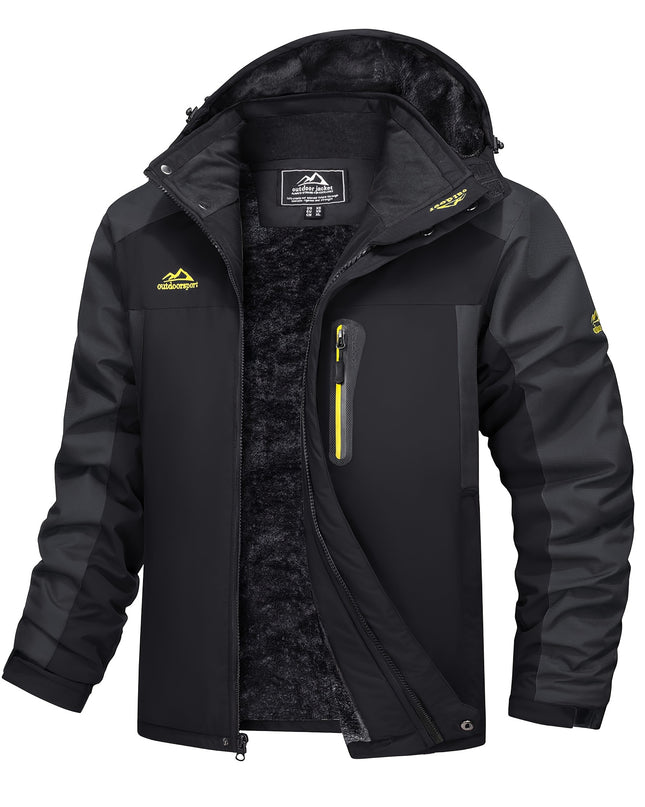 Men's Winter Ski Jacket - Warm Waterproof with Zippered Pockets