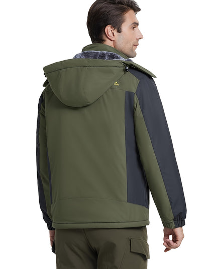Men's Winter Ski Jacket - Warm Waterproof with Zippered Pockets