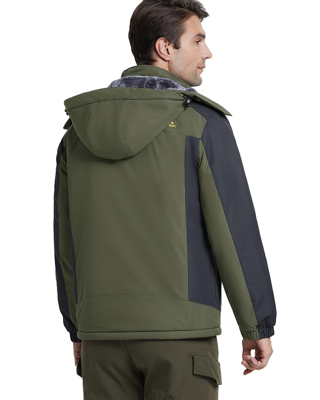 Men's Winter Ski Jacket - Warm Waterproof with Zippered Pockets