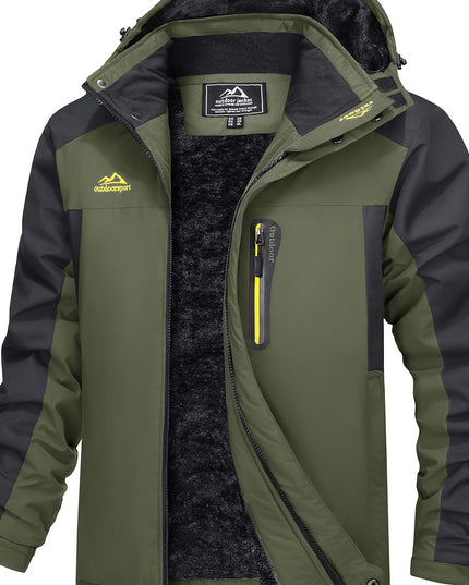 Men's Winter Ski Jacket - Warm Waterproof with Zippered Pockets