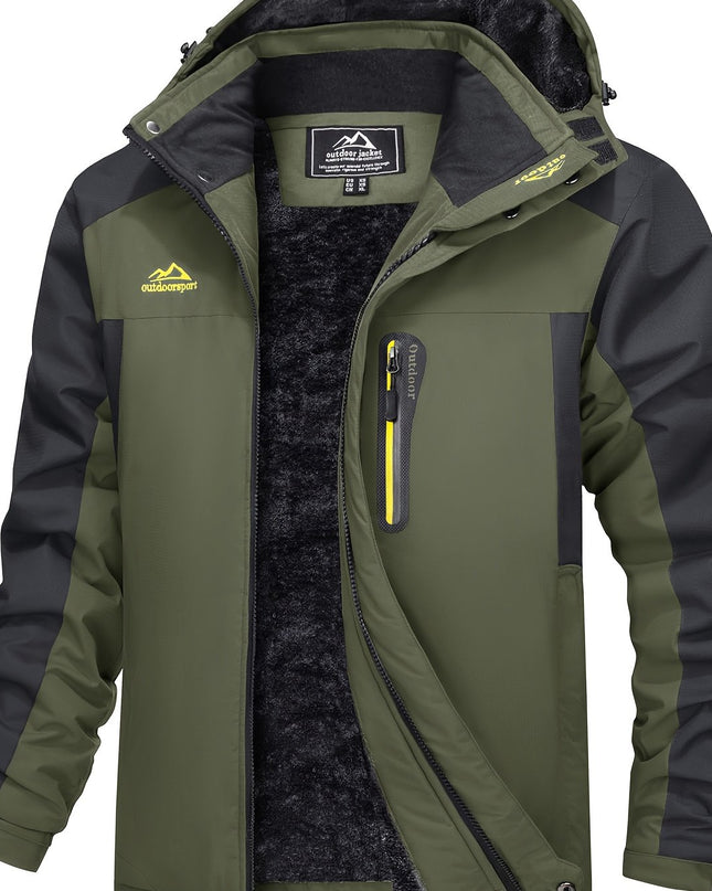 Men's Winter Ski Jacket - Warm Waterproof with Zippered Pockets