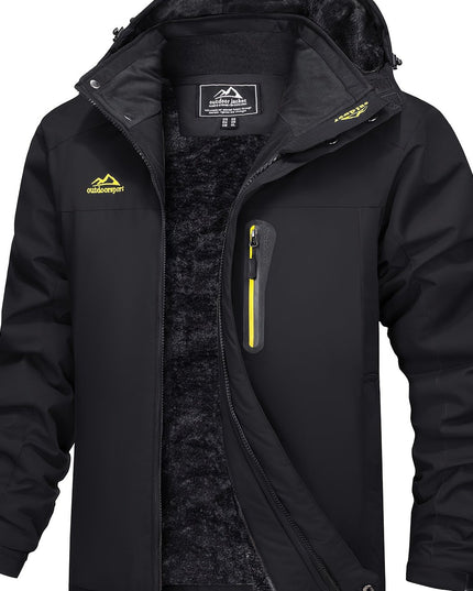 Men's Winter Ski Jacket - Warm Waterproof with Zippered Pockets