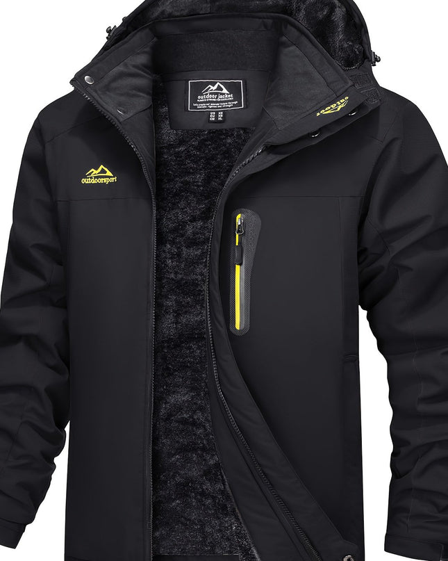 Men's Winter Ski Jacket - Warm Waterproof with Zippered Pockets