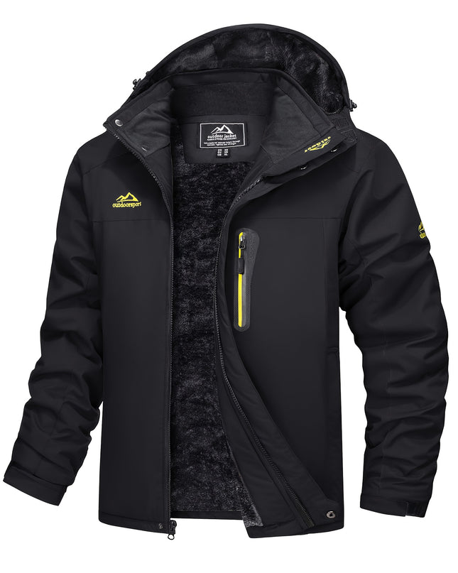 Men's Winter Ski Jacket - Warm Waterproof with Zippered Pockets