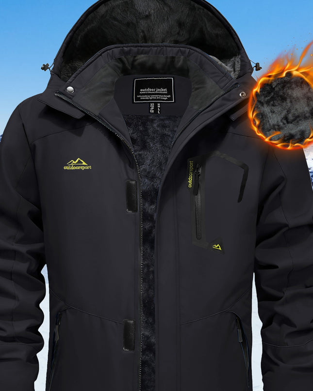 Men's Winter Snow Jacket - Windproof, Water-Resistant, Fleece Lined
