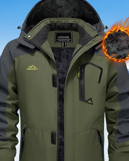 Men's Winter Snow Jacket - Windproof, Water-Resistant, Fleece Lined