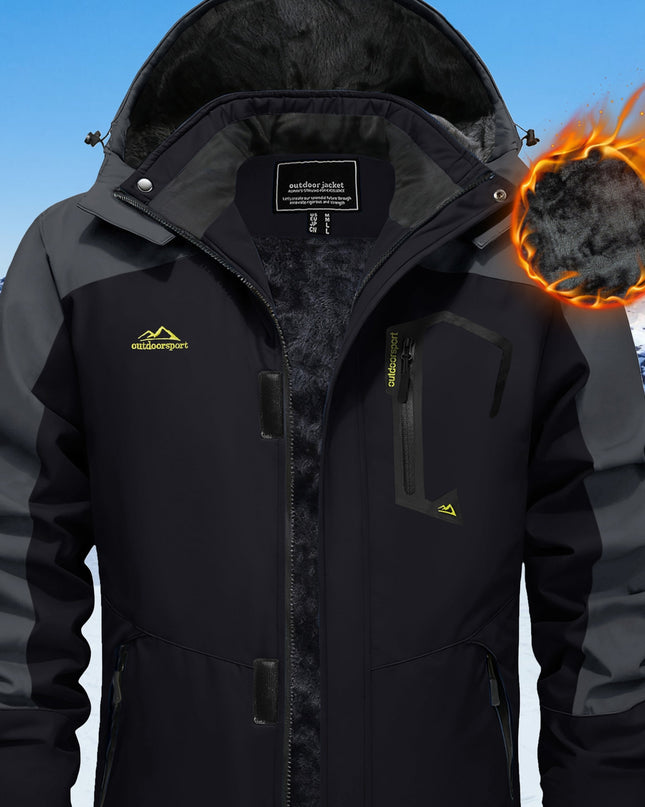Men's Winter Snow Jacket - Windproof, Water-Resistant, Fleece Lined