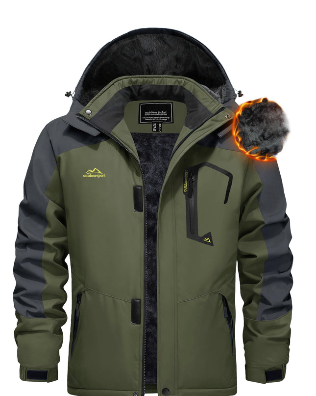 Men's Winter Snow Jacket - Windproof, Water-Resistant, Fleece Lined