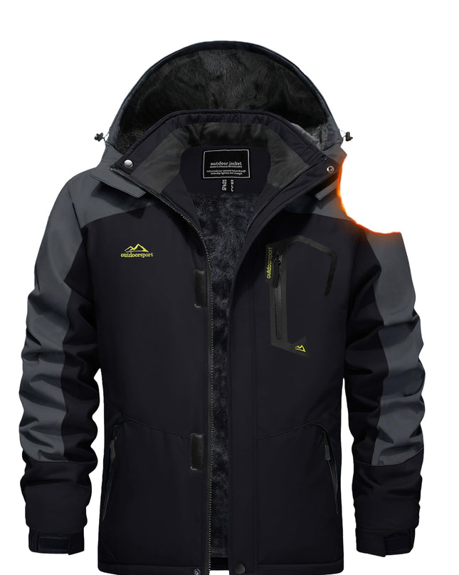 Men's Winter Snow Jacket - Windproof, Water-Resistant, Fleece Lined