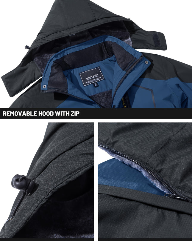 Men's Winter Snow Jacket - Windproof, Water-Resistant, Fleece Lined