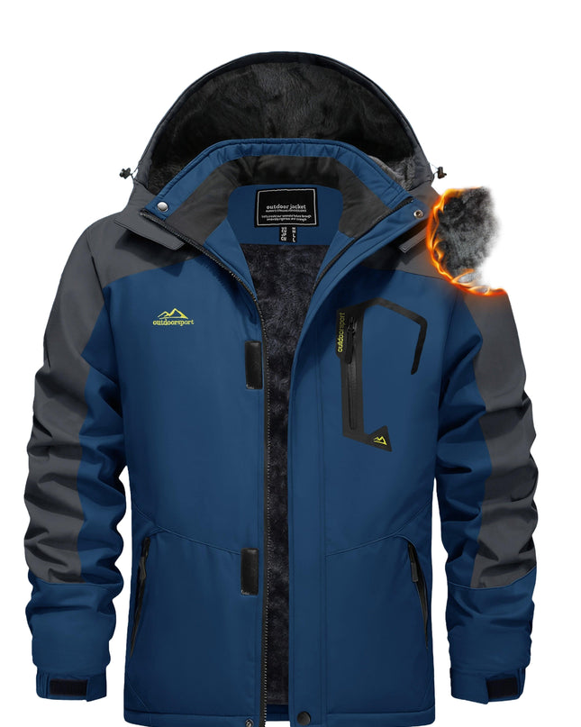 Men's Winter Snow Jacket - Windproof, Water-Resistant, Fleece Lined