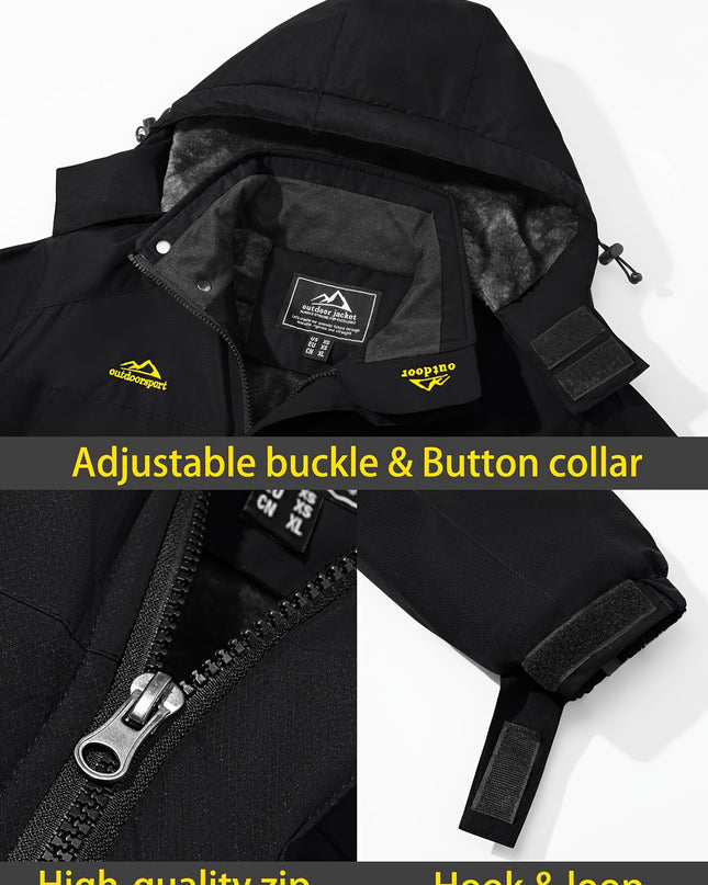 Men's Winter Sports Jacket - Windproof, Fleece-Lined & Hooded
