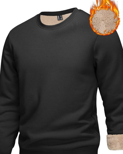 Men's Winter Thermal Sweatshirt - Thick Cotton-Spandex Pullover
