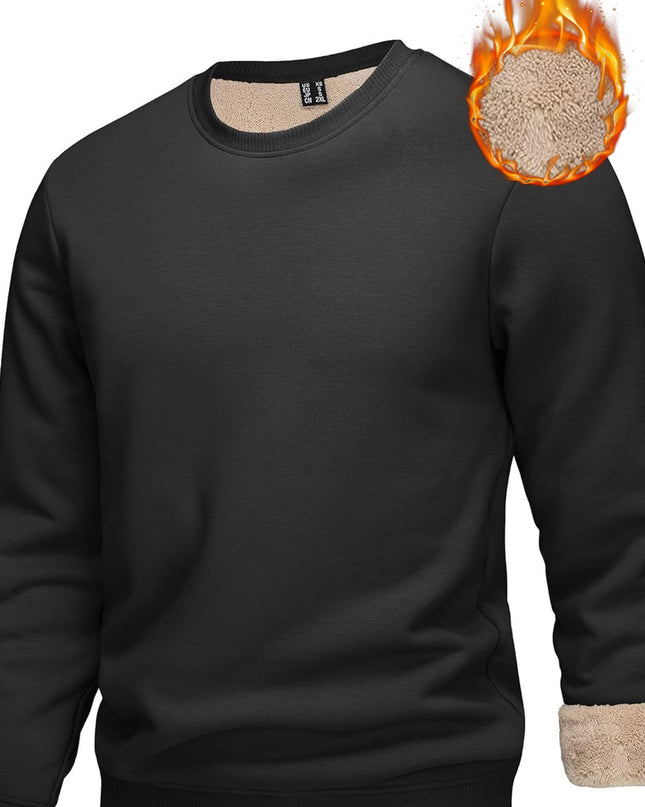 Men's Winter Thermal Sweatshirt - Thick Cotton-Spandex Pullover