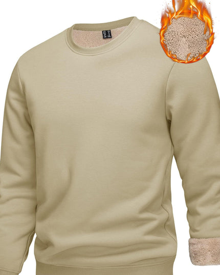 Men's Winter Thermal Sweatshirt - Thick Cotton-Spandex Pullover