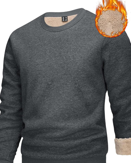 Men's Winter Thermal Sweatshirt - Thick Cotton-Spandex Pullover