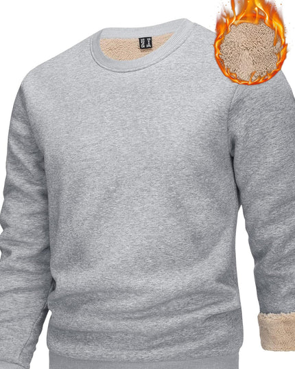 Men's Winter Thermal Sweatshirt - Thick Cotton-Spandex Pullover