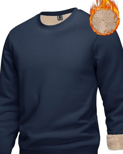 Men's Winter Thermal Sweatshirt - Thick Cotton-Spandex Pullover