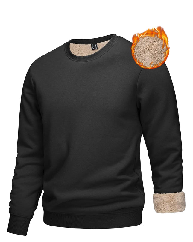 Men's Winter Thermal Sweatshirt - Thick Cotton-Spandex Pullover
