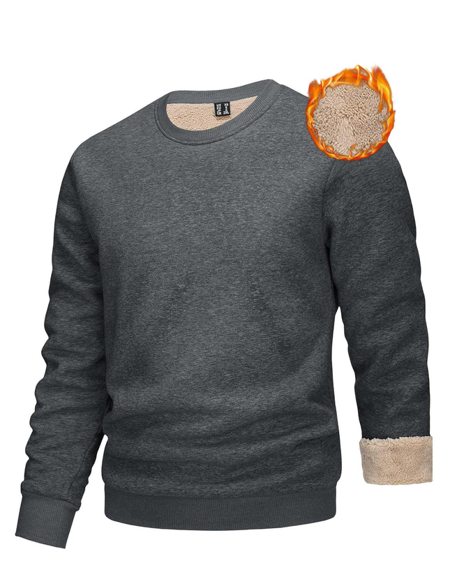 Men's Winter Thermal Sweatshirt - Thick Cotton-Spandex Pullover