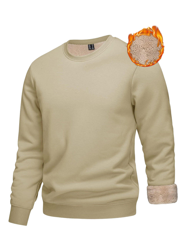 Men's Winter Thermal Sweatshirt - Thick Cotton-Spandex Pullover
