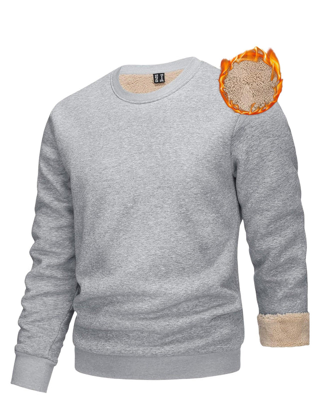 Men's Winter Thermal Sweatshirt - Thick Cotton-Spandex Pullover