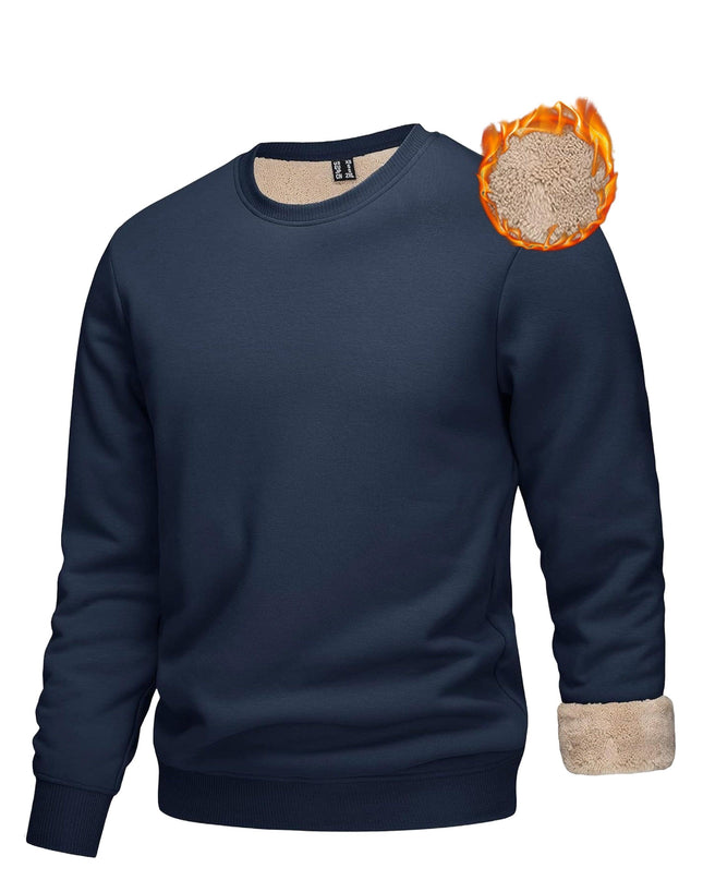 Men's Winter Thermal Sweatshirt - Thick Cotton-Spandex Pullover