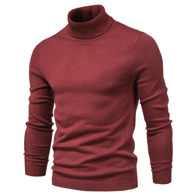 Men's Winter Turtleneck Sweater - Casual Slim Fit Pullover