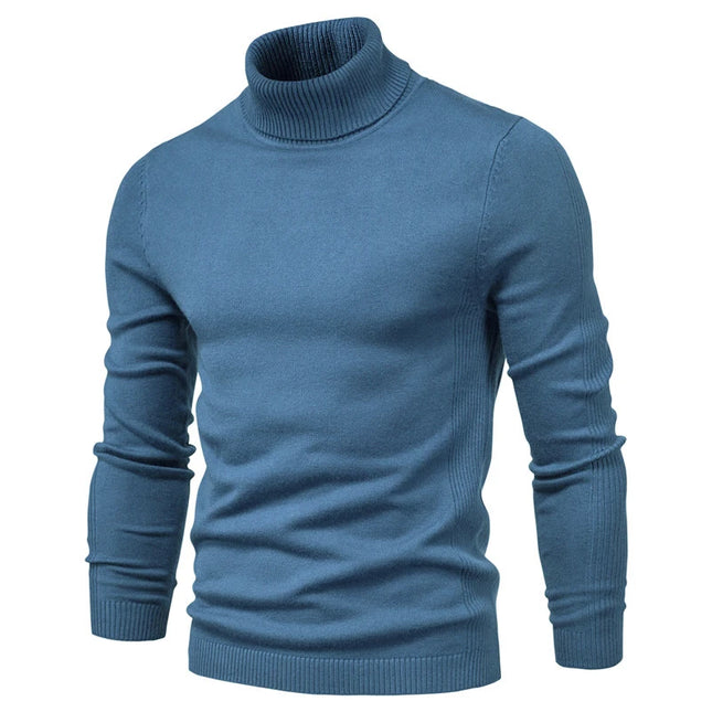 Men's Winter Turtleneck Sweater - Casual Slim Fit Pullover