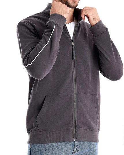 Men's Zip Up Sweatshirt - Casual Cotton Blend Jacket