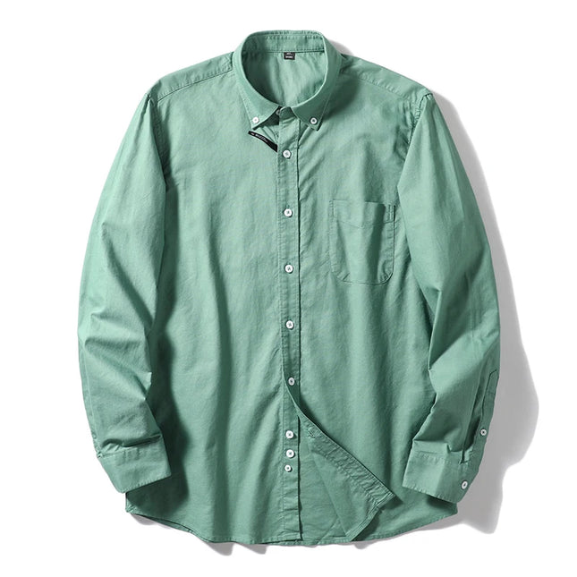 Me's Cotton Washed Oxford Shirt - Classic Solid Color for All Occasions