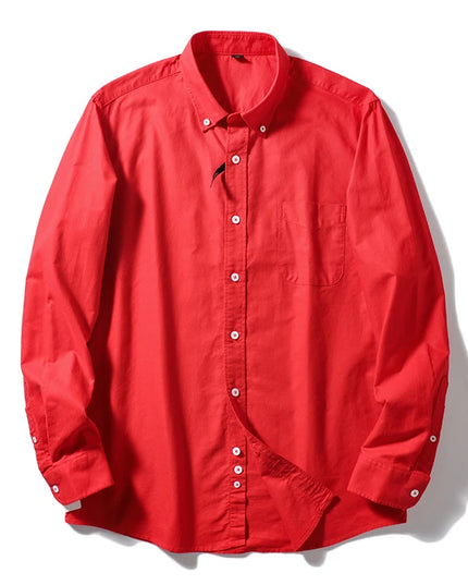 Me's Cotton Washed Oxford Shirt - Classic Solid Color for All Occasions
