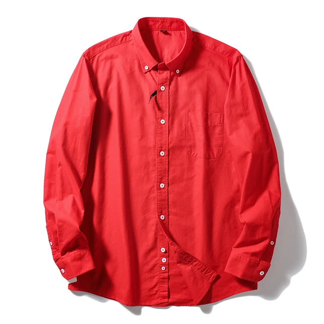 Me's Cotton Washed Oxford Shirt - Classic Solid Color for All Occasions