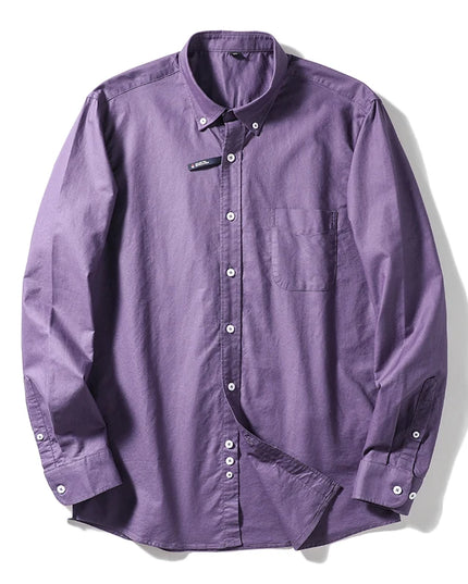 Me's Cotton Washed Oxford Shirt - Classic Solid Color for All Occasions