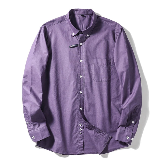Me's Cotton Washed Oxford Shirt - Classic Solid Color for All Occasions