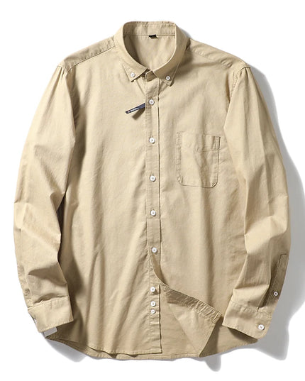 Me's Cotton Washed Oxford Shirt - Classic Solid Color for All Occasions